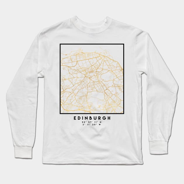 EDINBURGH SCOTLAND CITY STREET MAP ART Long Sleeve T-Shirt by deificusArt